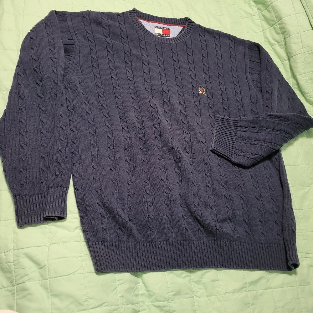 Tommy Hilfiger Cable Knit Blue Sweater XXL